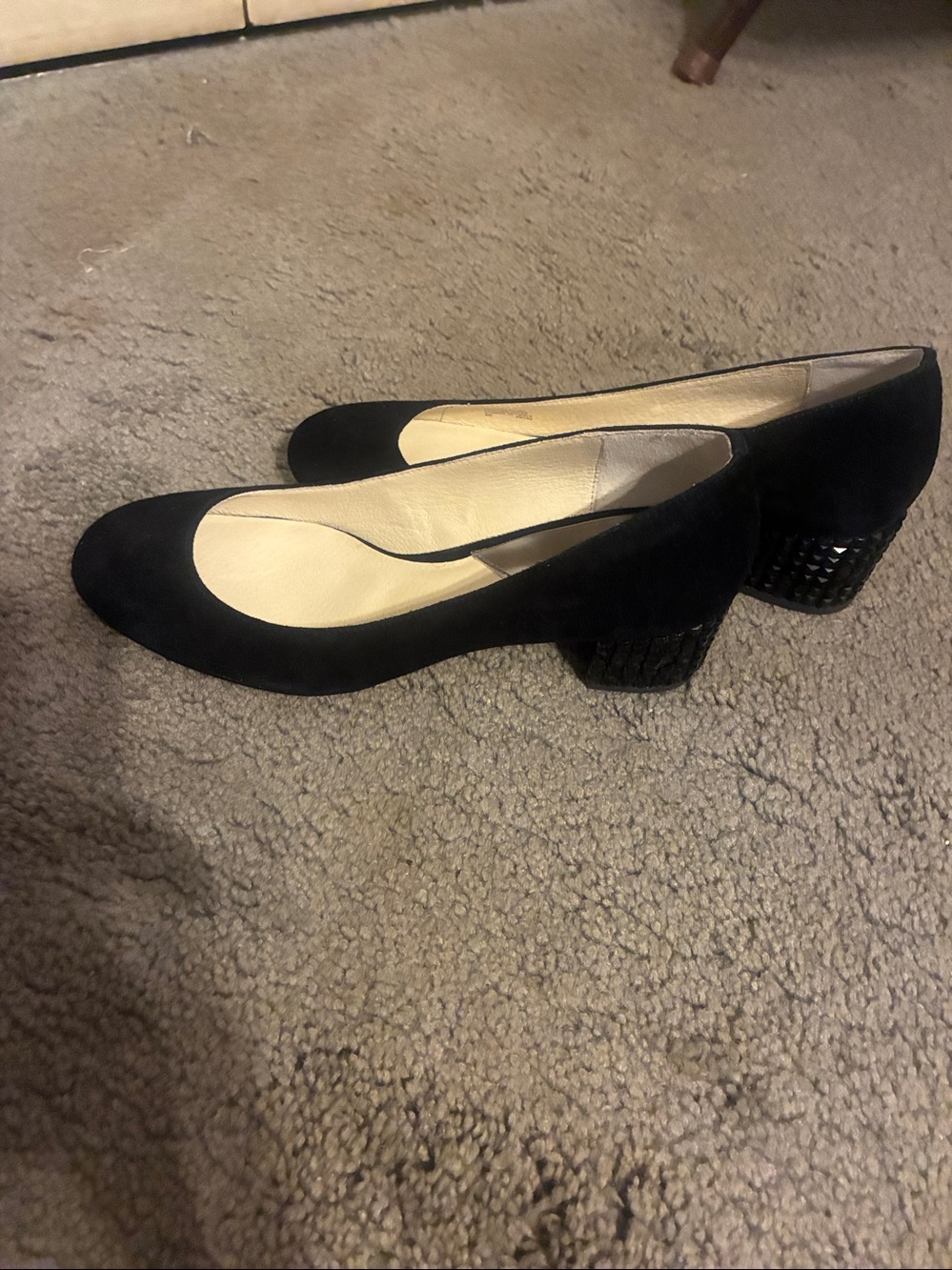 Michael Kors Black Suede Mid Block Heel Pumps